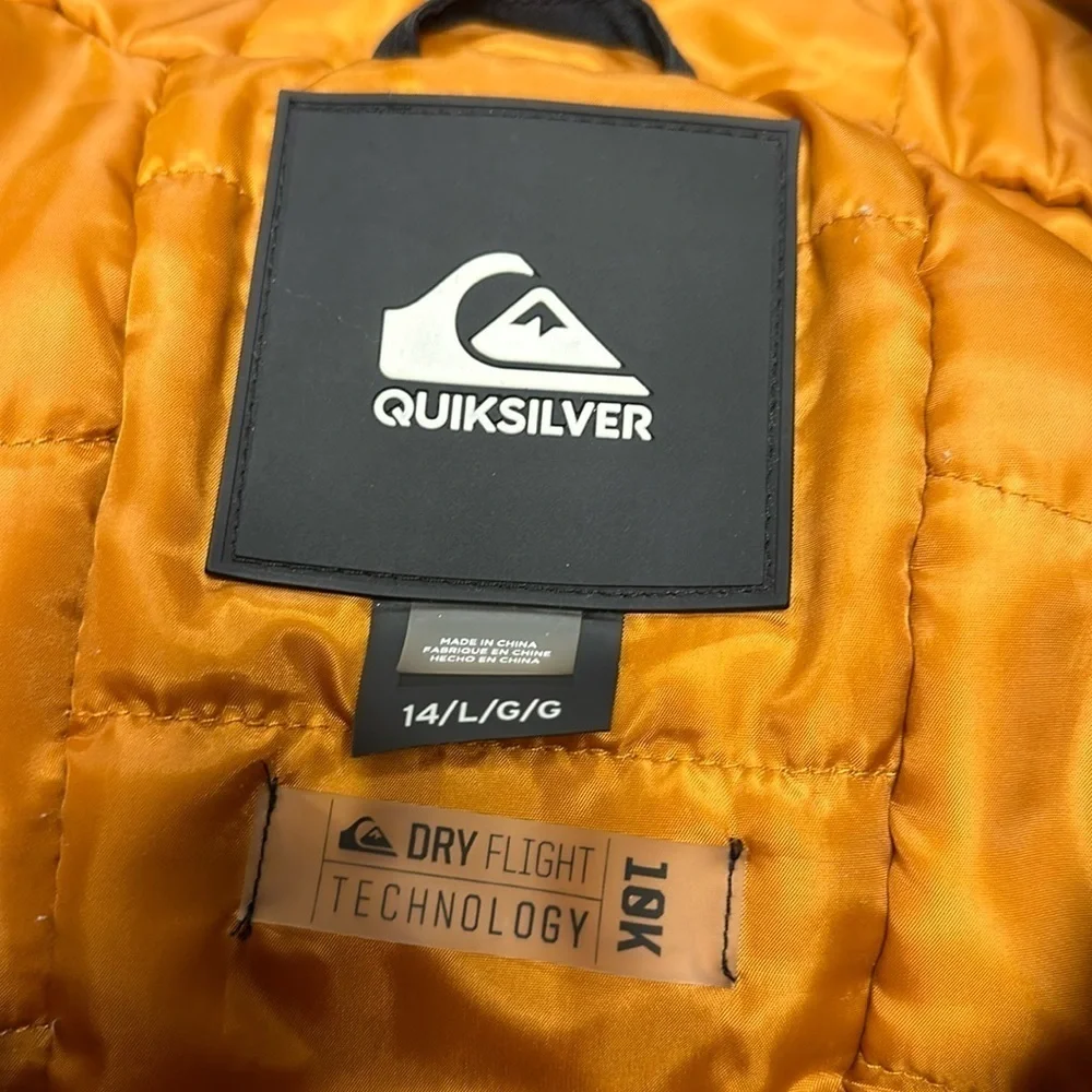 Quicksilver Jacket Youth Large 14 black/ orange Dry Flight Snowboard Ski Winter